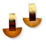 Brincos Balance médios com stud retangular