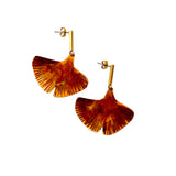 Brincos Gingko com folha grande e stud