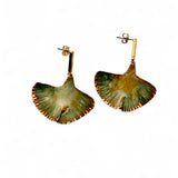 Brincos Gingko com folha grande e stud