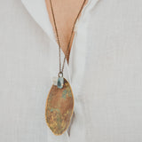 Jacaranda large leaf necklace with chain